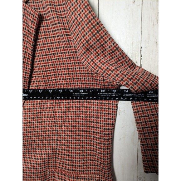 Vintage Houndstooth Blazer Red Navy Check Womens XL Preppy Retro Academia Office - Picture 6 of 9